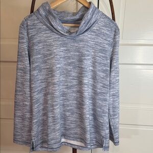 Karen Scott Sport Blue Heathered Cowl Neck Pullover | Size L